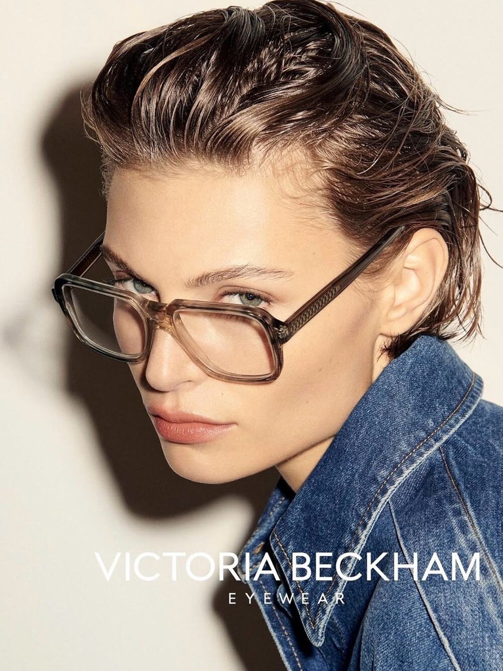 New Victoria Beckham VB2668 051 Translucent Grey Square Acetate Glasses Women